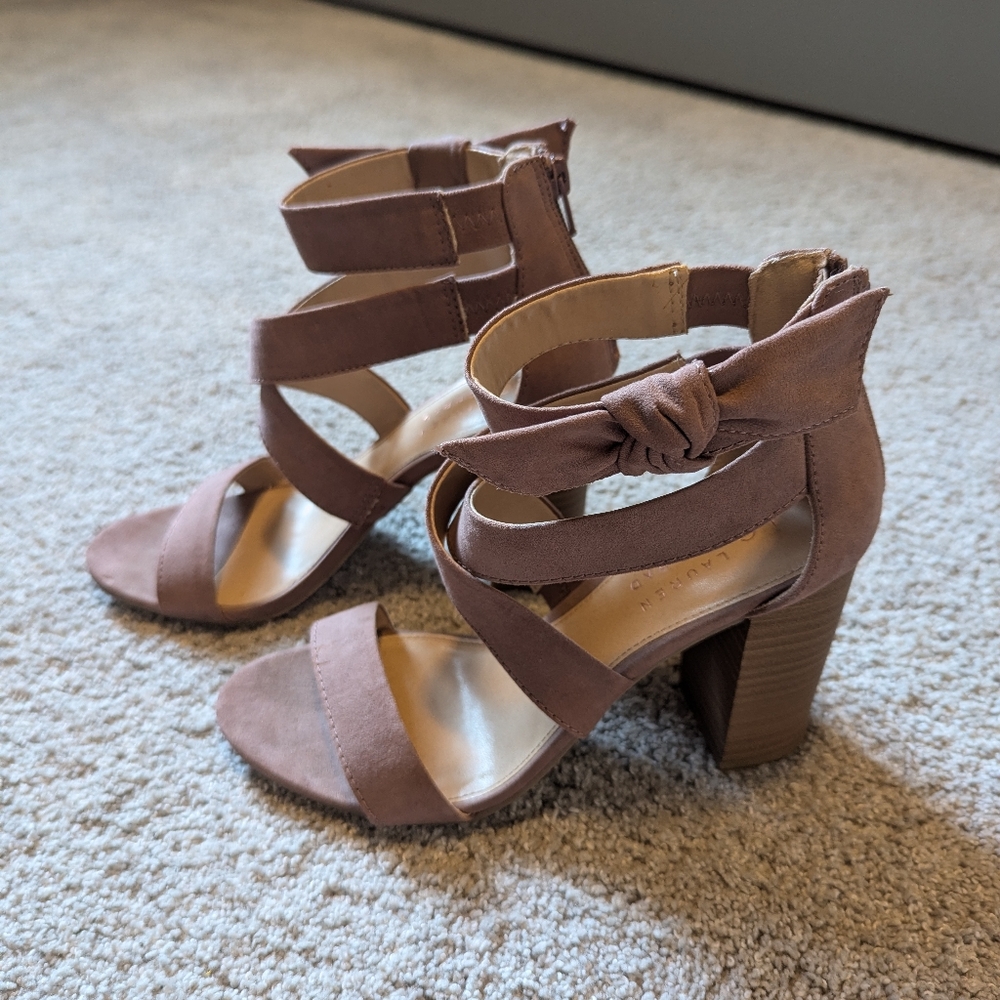 LC- Lauren Conrad- Zip Heels- Women's 6.5 size- pink brown